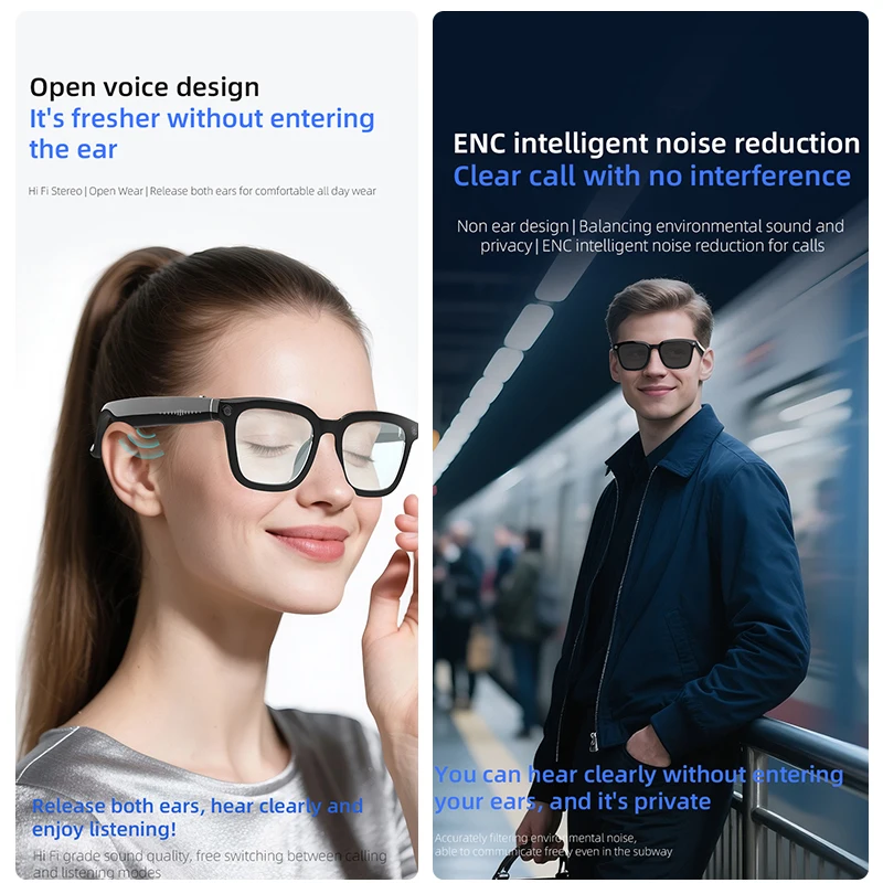 AI Smart Glasses object recognition Real-Time Translation Voice Assistant Noise Reduction APP Built-in storage Smart Glasses