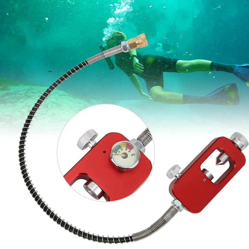 DIDEEP 8MM Scuba Diving Tank Adapter, Oxygen Cylinder Respirator Head with Strap Tube - Large to Small Conversion