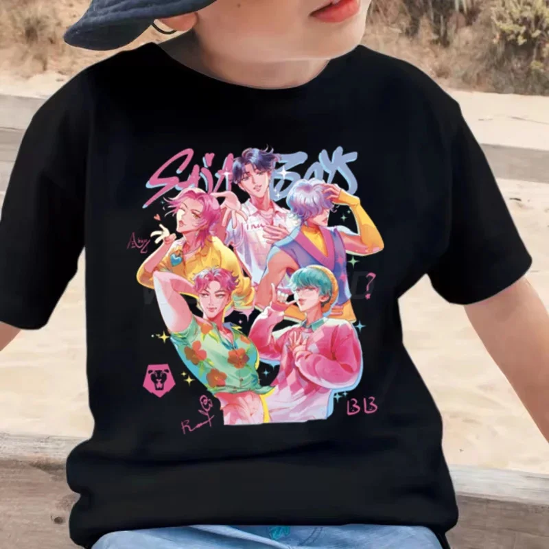 الكرتون ساجا الفتيان تي شيرت الفتيان الفتيات القطن تي شيرتات قصيرة الاكمام الأعلى أنيمي Kpop شيطان الصيادين تي شيرت هدايا ملابس الأطفال