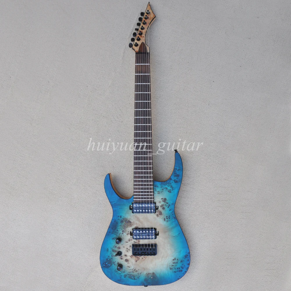 Flyoung 7 Strings Left Hand Blue Electric Guitar with Ash Body Rosewood Fretboard 24 Frets