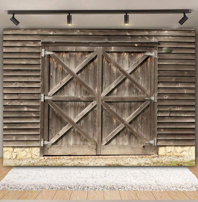 Western Barn Wood Door Backdrop Vintage Pink Red Wooden Farmhouse Baby Shower Birthday Party Photography Background Photo Studio