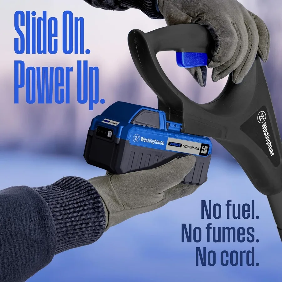 مجرفة ثلج لاسلكية 24 فولت مع شفرة 11 بوصة ومجموعة بطارية 4 أمبير لإزالة الثلوج الفعالة وشاحن سريع يتضمن رمي 20 قدمًا