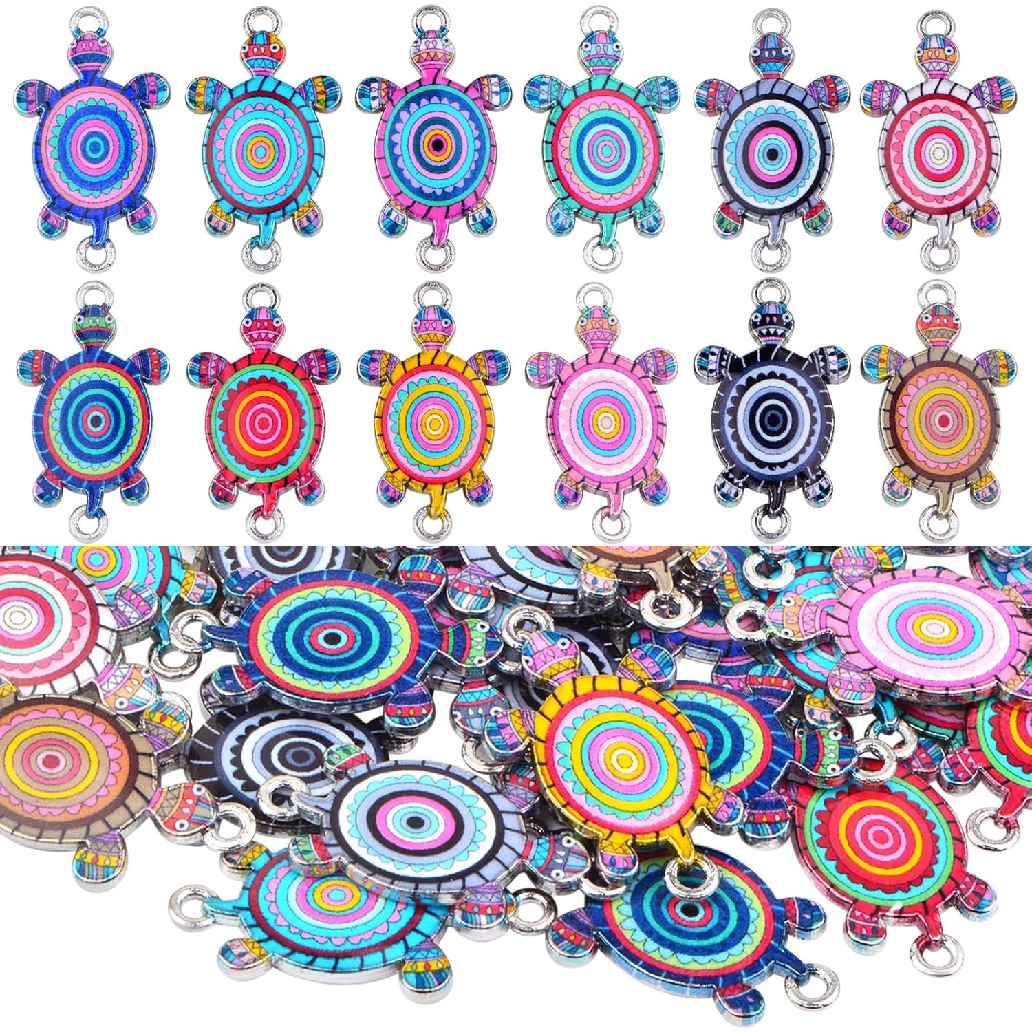 

36 шт. подвесок-коннекторов в форме морских животных: черепах, из сплава, с двумя отверстиями, для создания ожерелий своими руками