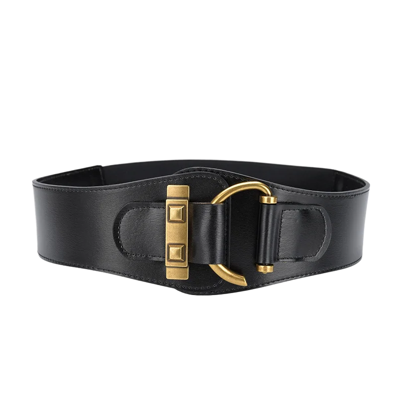 Retro Style Leather Belt, Waist-Cinching Elastic Belt for Women, Adjustable Belt for Coats and Down Jackets