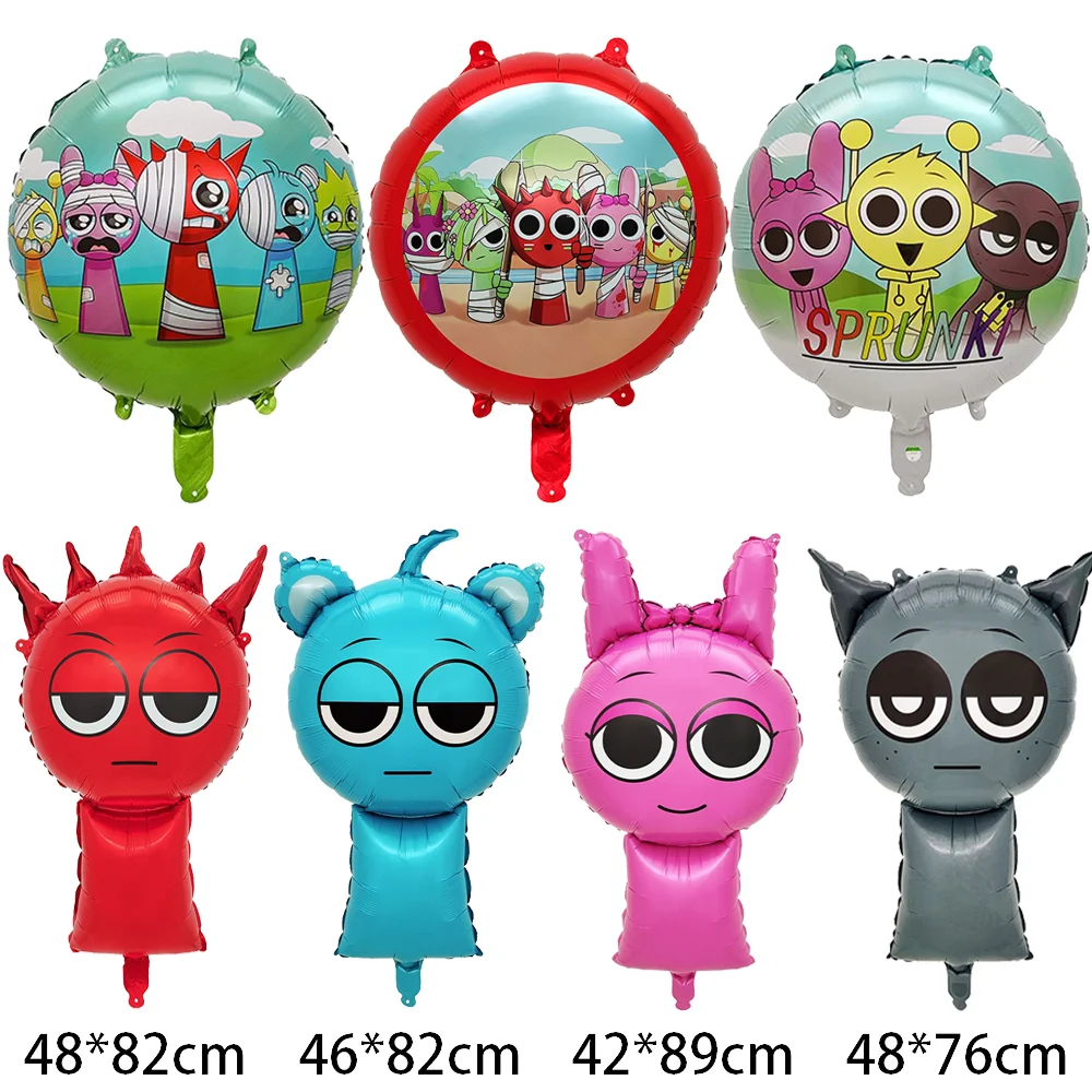 

6Pcs Cartoon Sprunki Balloon 18 Inch Incredibox Balloons Set For Kids Baby Shower Girls Birthday Party Decoration Supplies