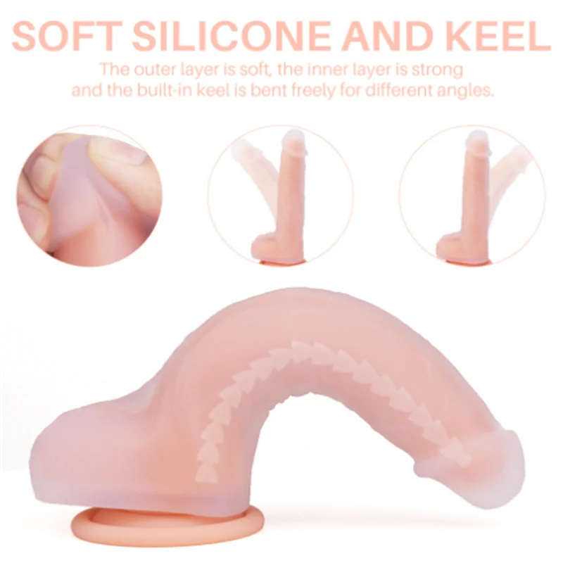 

Double Layer Silicone Replica Penis Strong Suction Penis Women's Flexible Dildos Vibrating Dildo sex toys for women