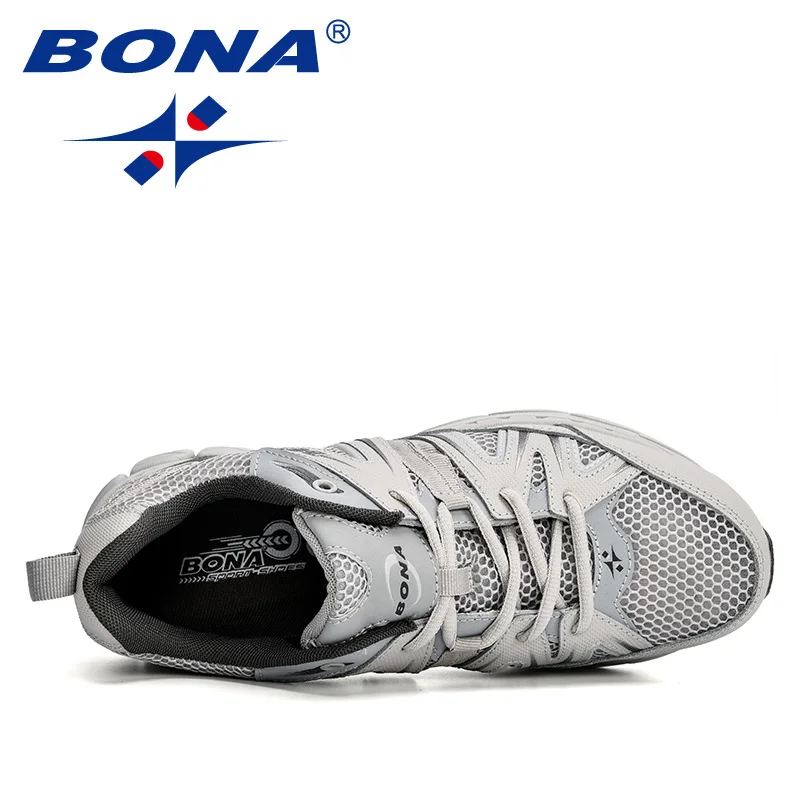 BONA Few Popular Style Men Running Shoes Mesh Cow Split Microfiber Men Sport Shoes Lace Up Outdoor Jogging Shoes Men Sneakers