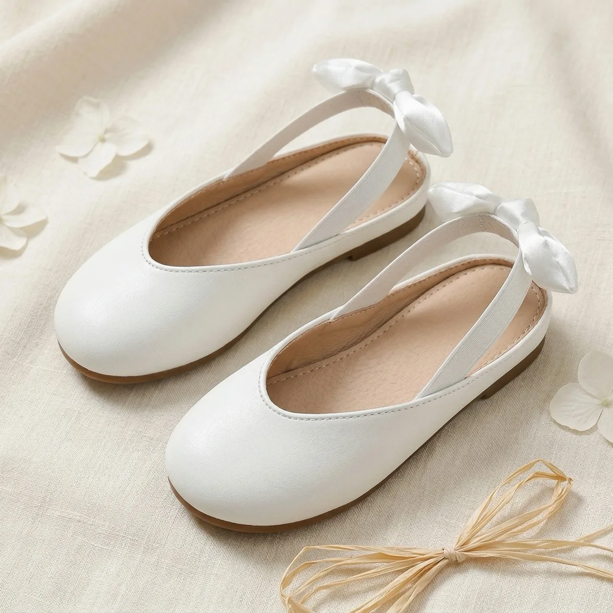 

Kids'Casual Shoes Sandals Fashion Bow Solid Color PU Leather Summer Shoes For Children Anti-slip White Brown Size 18-31