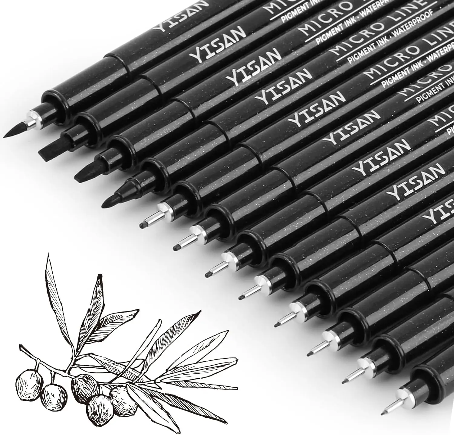 

12-Piece Micro Fineliner Pens Set, 0.2mm-3.0mm, for Artist Sketch, Manga, Technical Drawing
