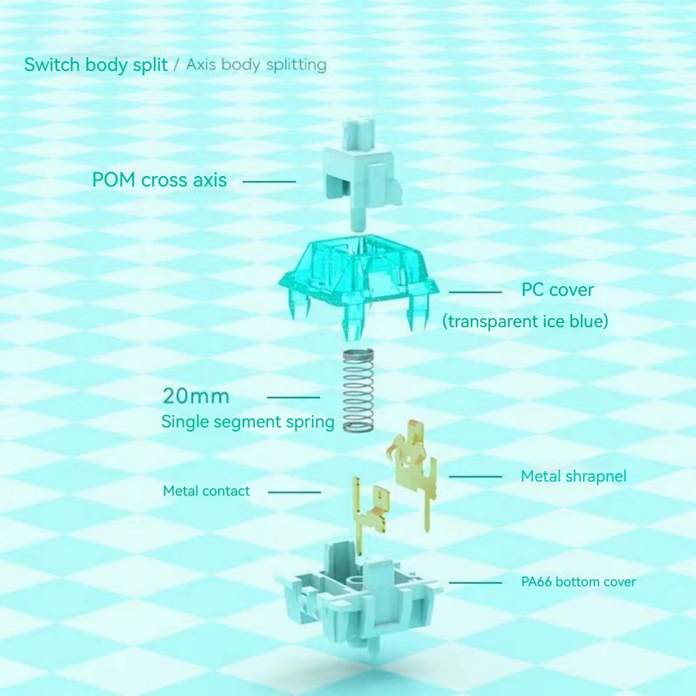 FS Ice Burning Switch Mechanical Keyboard Pre Lubed Tactile 48gf 5Pins HiFi Switches RGB Green Transparent Custom DIY For Gaming