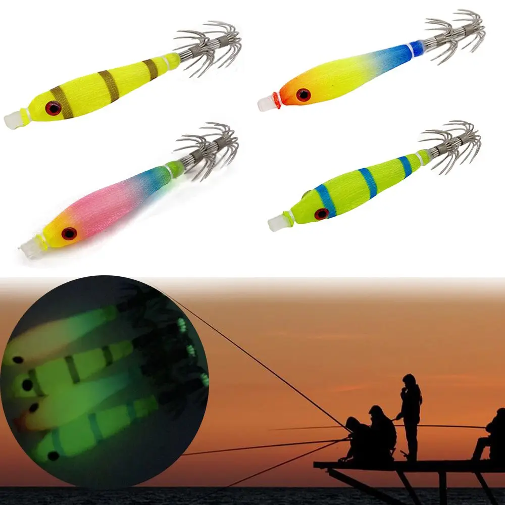 1Pcs 4g Tube Blowing Luminous UV Blowing Tube Octopus Jig Hook Shrimp Bait Bazooka Squid Hook Cloth Roll