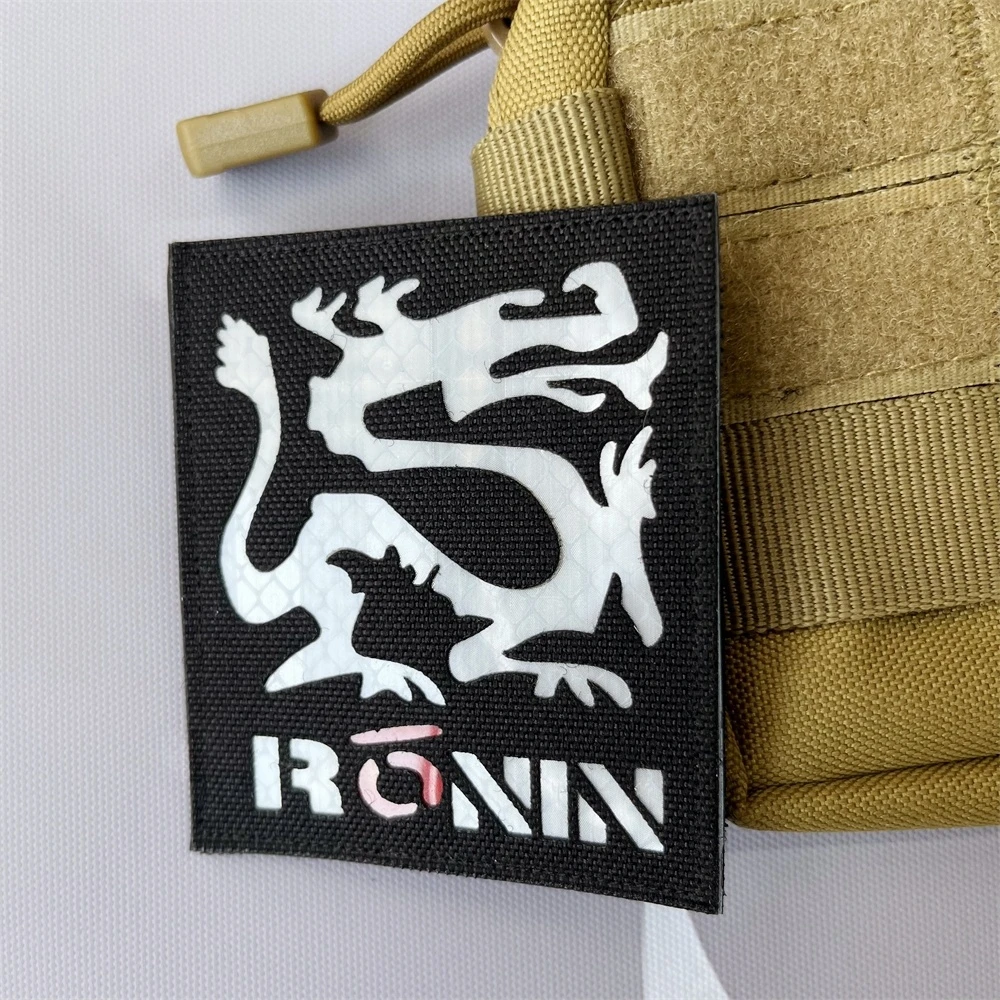 Ronin Drachen reflektierende Patches taktische Moral Abzeichen Rucksack Klett verschluss