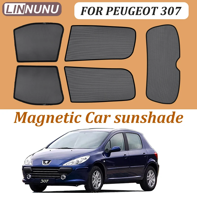

LINNUNU 5PCS For Peugeot 307 2008-2013 Magenetic Car Sunshade Windshield Curtain Side Window SunShade UV Protection accessories