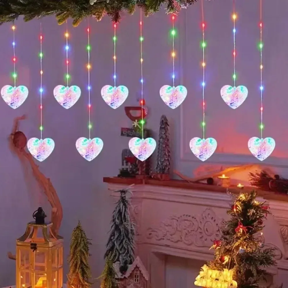 Moon/Star/Love Heart Christmas Lights LED String Lights Fairy Curtain Light for Holiday Wedding Party Room Decoration Strip Lamp