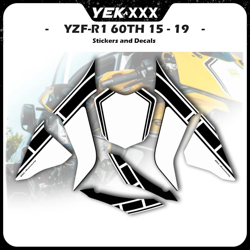 

Для Yamaha YZF-R1 2015-2019 полный комплект наклеек на обтекатель - набор наклеек 60-летия издание