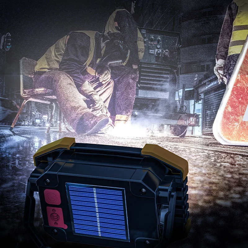 Portable Powerful COB Work Light 180 Degrees Adjustable Lantern Solar USB Rechargeable Spotlight For Outdoor Camping
