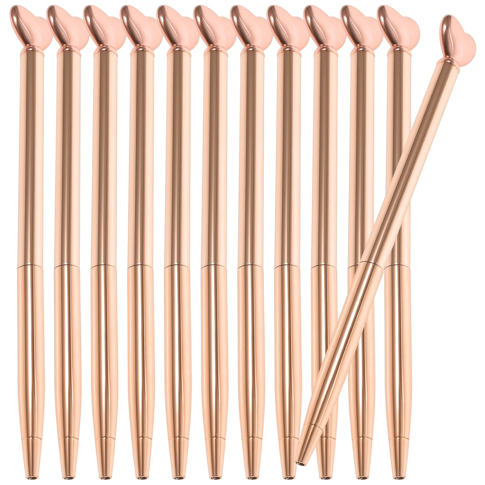 

12Pcs Heart Headed Metal Ballpoint Pen Smooth Ink Writing Pen Ergonomic Design for Journaling Coloring Books and Study Notes