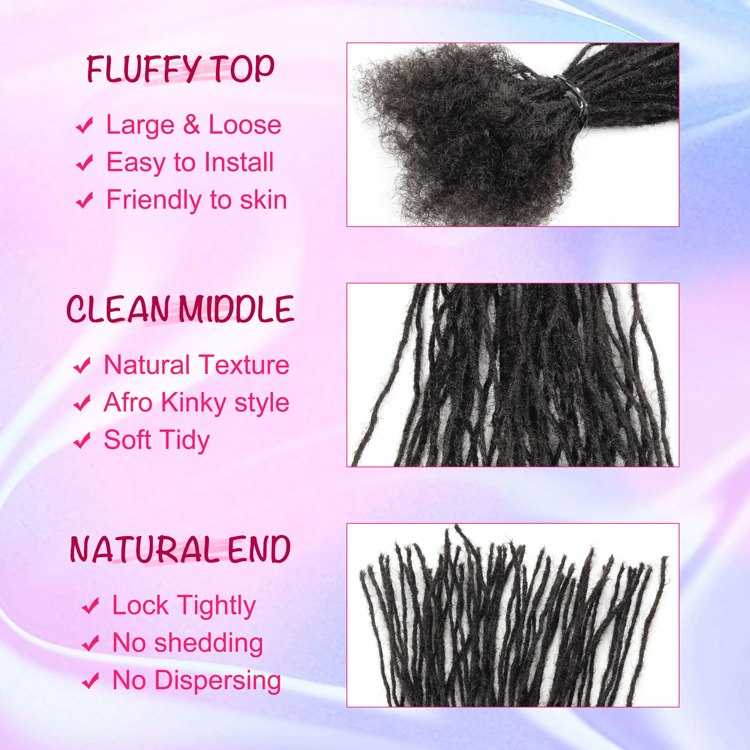 50strands/pack Braiding Hair Brazilian Locs Micro Locs Extensions Human Hair 0.1 Handmade Human Hair Dread Lock Extension