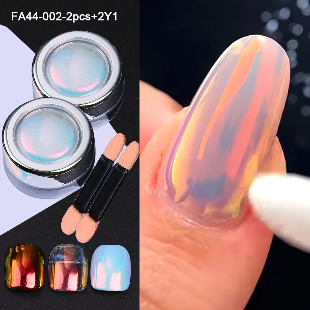 SWEET TREND-1/2 Flaschen Kristallbeschichtetes Nagelpulver Klares Chrom-Nagelpulver Heller Galvanisierungs-Effekt Pigment Nagelstaub-Dekoration