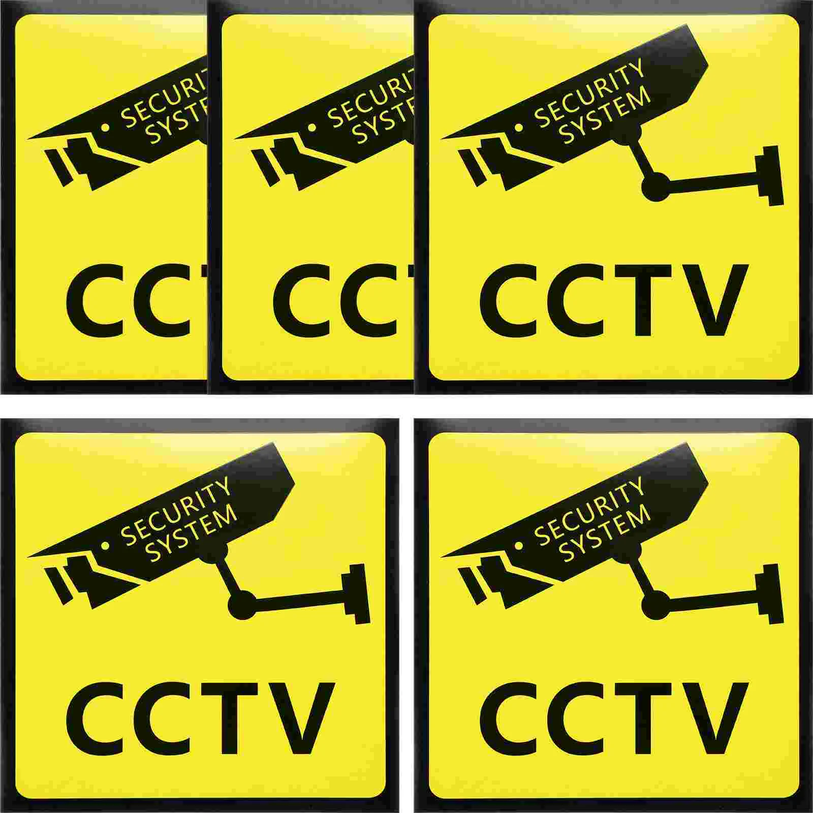 5 Pcs Security Sign Alarm System Stickers Camera Video Warning Signs for Property Outdoor