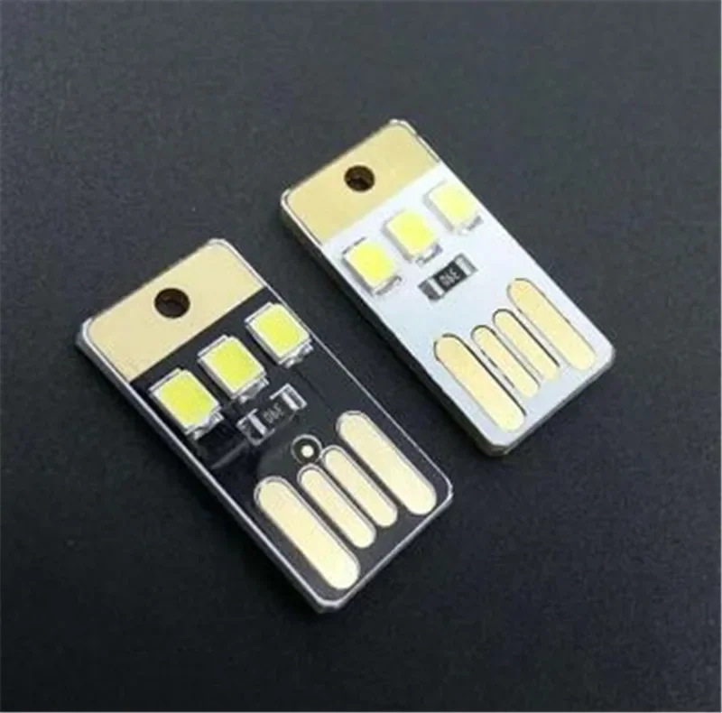 5Pcs/lot Night Lamp Mini Pocket Card USB Power LED Keychain Night Light 0.2W USB LED Bulb Book Light For Laptop PC Powerbank