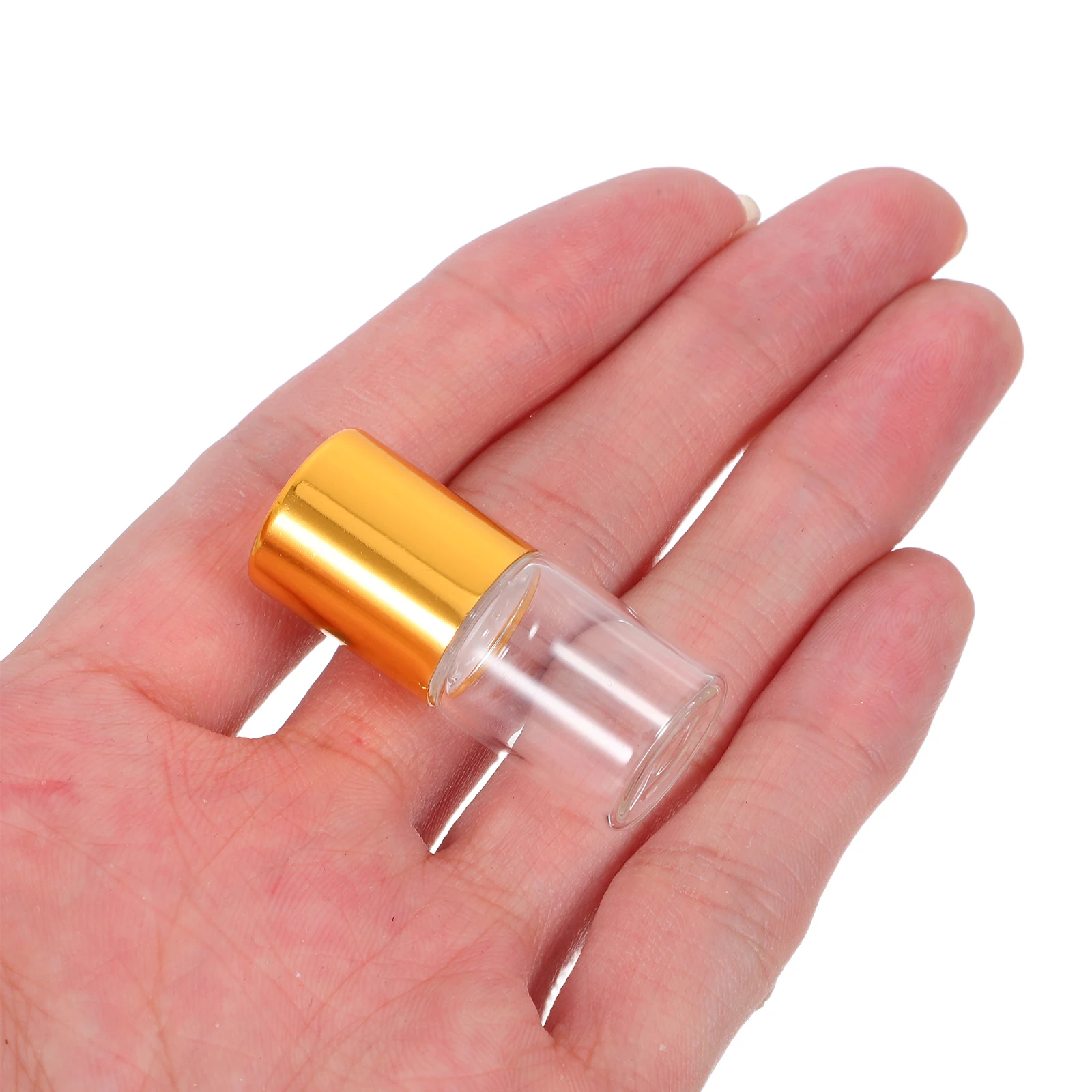 

12Pcs Transparent Glass Essential Oil Roller Bottles Refillable Travel Size Perfume Containers Portable Gold Cap 2Ml Vial