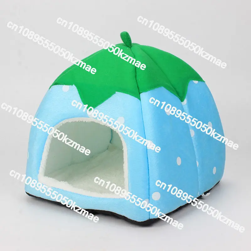 Strawberry cat litter winter thickened warm fully enclosed security pet litter small dog Bigbear puppy litter cat room