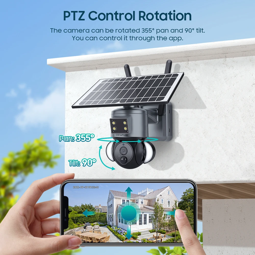 SHIWOJIA 3MP 4G SIM telecamera solare esterna 360 ° Smart Cloud WIFI telecamere di sicurezza supporto di sorveglianza Google Home Alexa Video CAM