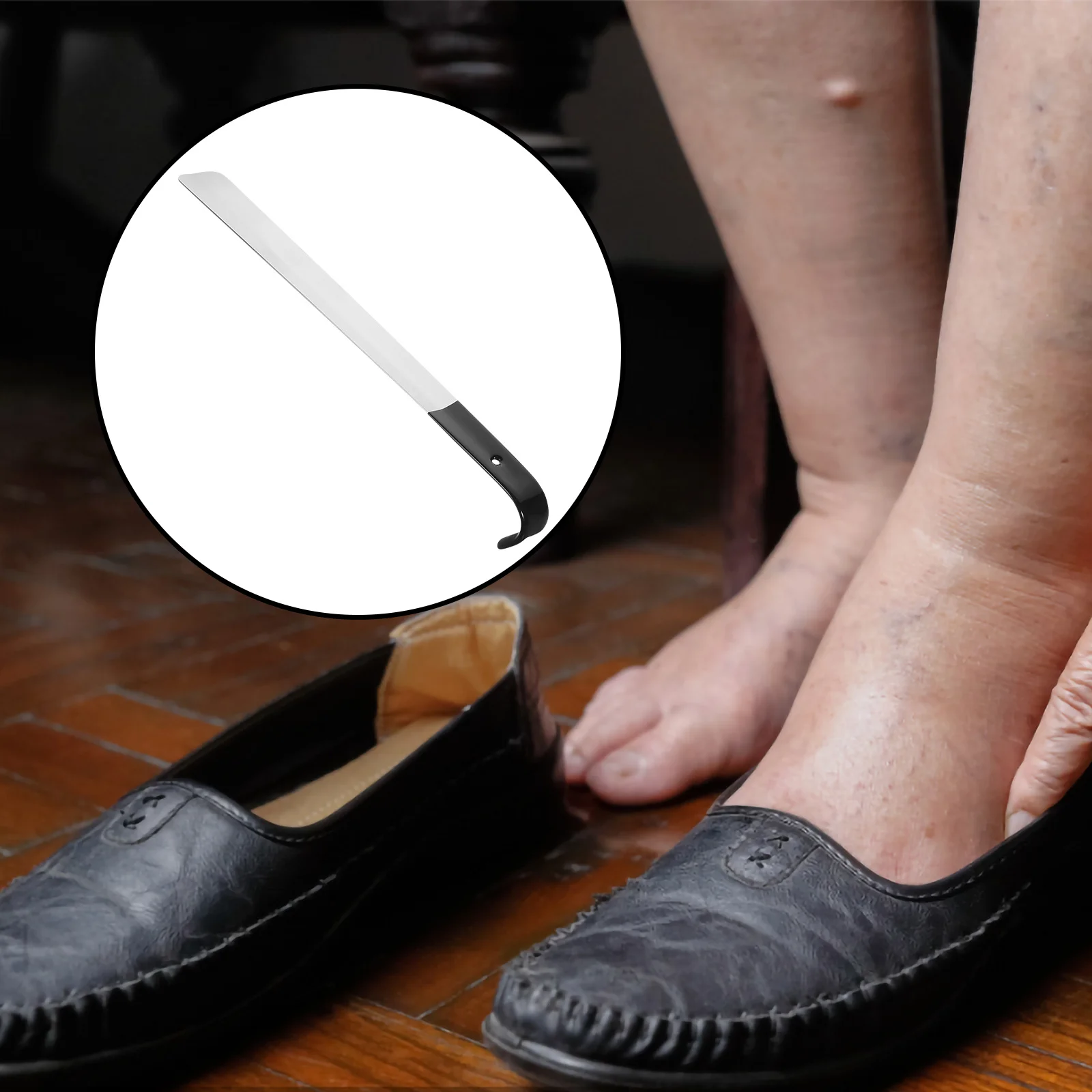 

Stainless Steel Shoe Horn 42cm Black Long Handle Portable Travel Shoehorn for Men Women Lightweight Durable Metal Shoe