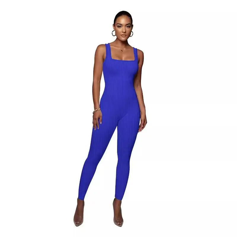 순색 민소매 조끼 원피스 리브드 스퀘어 칼라 백리스 힙업 슬리밍 여성 크로스보더 패션