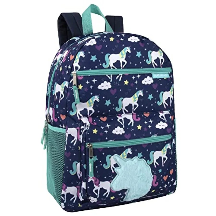 

Trail maker 17" Character School Backpacks Plush for Girls with Side Pockets, Padded Straps