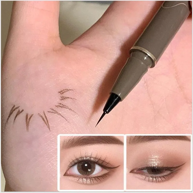 Waterproof Quick-drying Liquid Eyeliner/ultra-fine Matte Black Brown/long-lasting Silkworm Eyeliner/eye Makeup/gifts