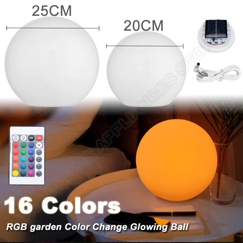 Waterproof LED Lawn Light Solar Powr RGB garden Color Change Glowing Ball Hotel Decoration Lighting Orbs Swimming Pool Ball