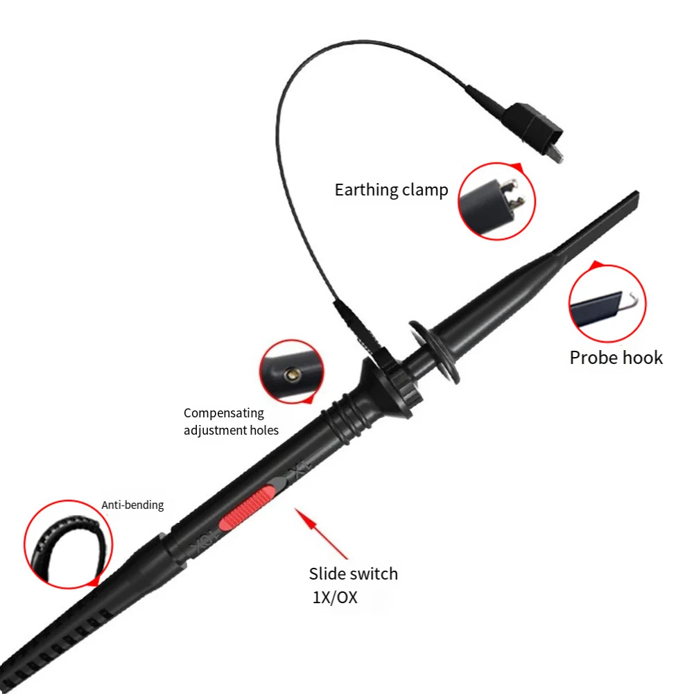 P2060 For Oscilloscope Probes 60MHz Adjustable X1X10 with Crocodile Clips and Accessory Kit for Accurate Signal Reading