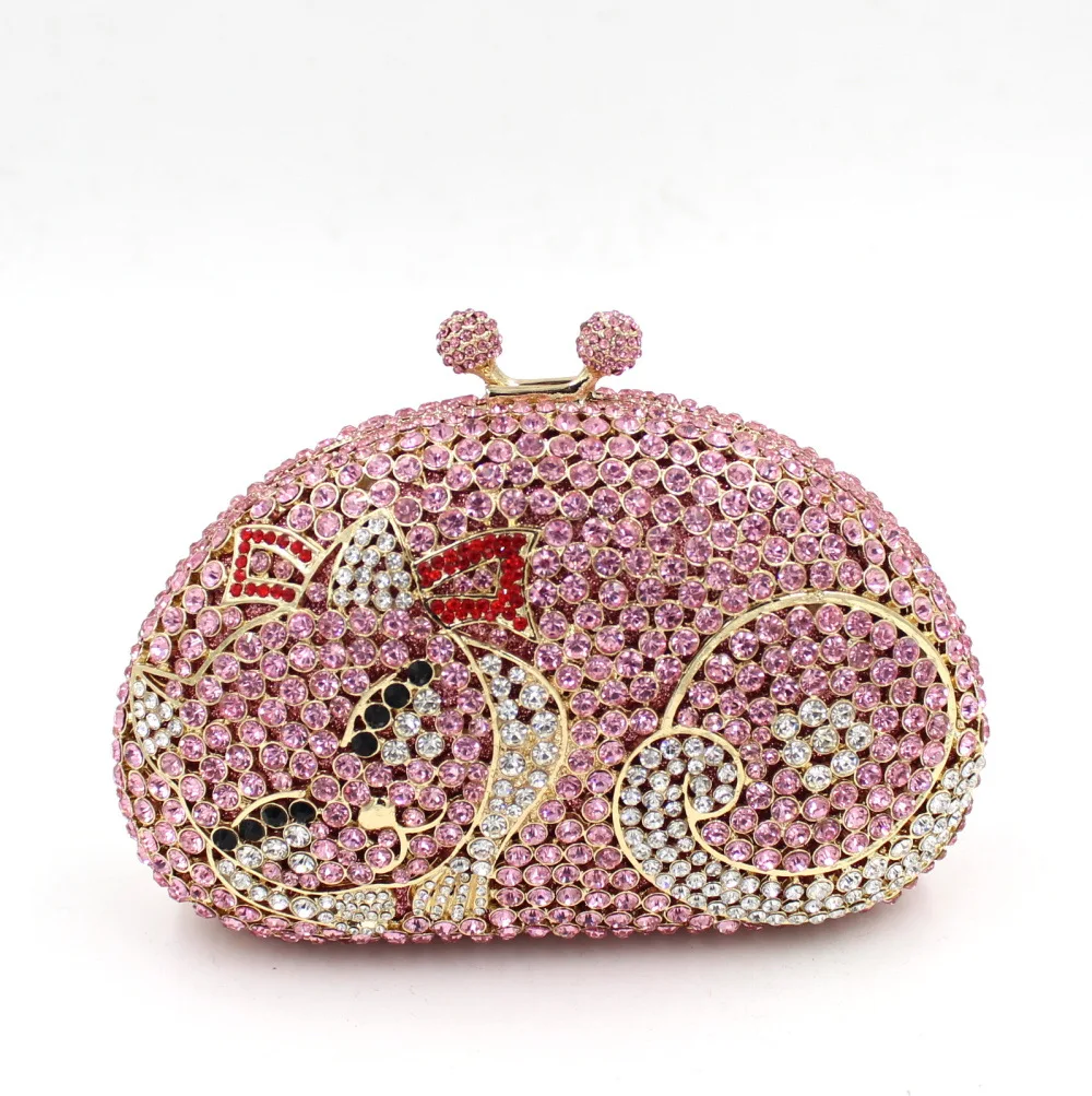 

Factory Wholesales Cat-shaped Crystal Rhinestone Clutch Evening Bag Wedding Party Luxury Evening Bag