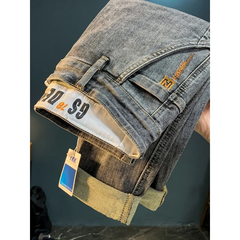 2024 Spring New High End Luxury Men'S Jeans Fashionable Elastic Straight Sleeve Comfortable Waist Print Casual Denim Pants