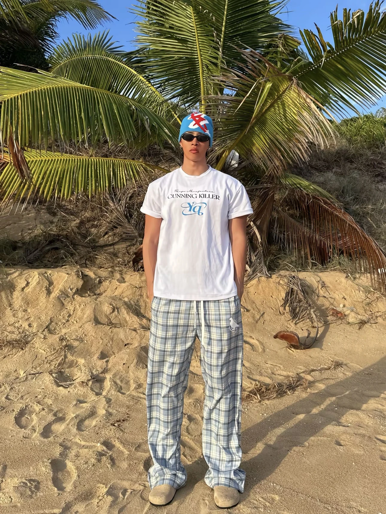 

North Carolina Blue Plaid Straight Leg Zipper Pants American Loose Casual Daily Cleanfit Wide Leg Pants Teenage Faion