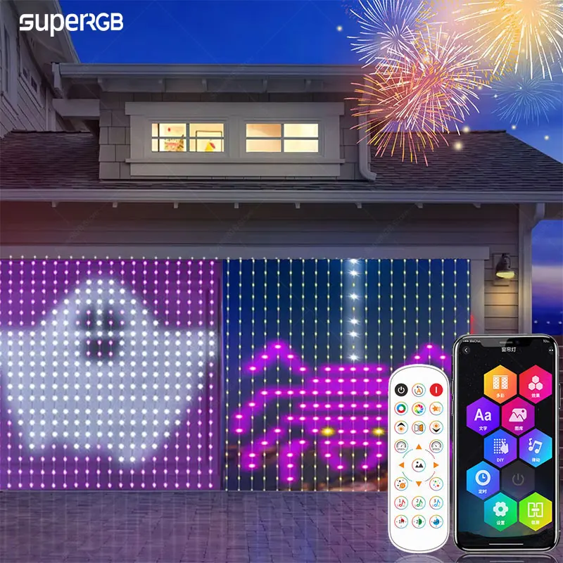 400 LED Smart Curtain Lights String Lights with Smart App Remote Control Music Sync Christmas Curtain String Outdoor Fairy Light