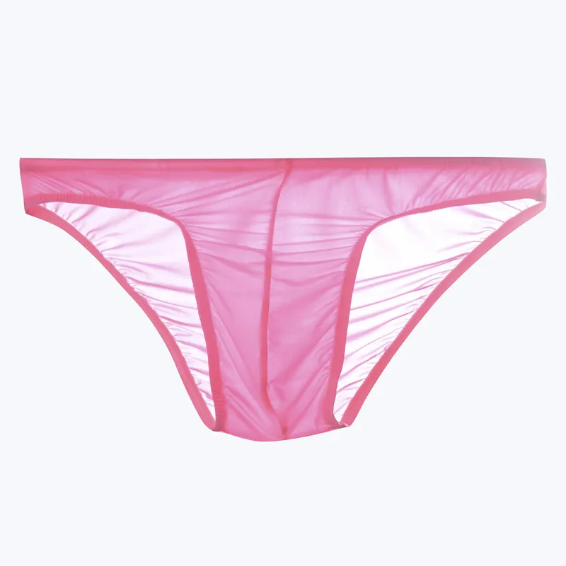 Sexy Men's Underwear Elastic Ice Silk Cool Feel Quick Dry Brief Solid Color Youth Ultra-Thin Comfy Breathable Lightweight Bikini