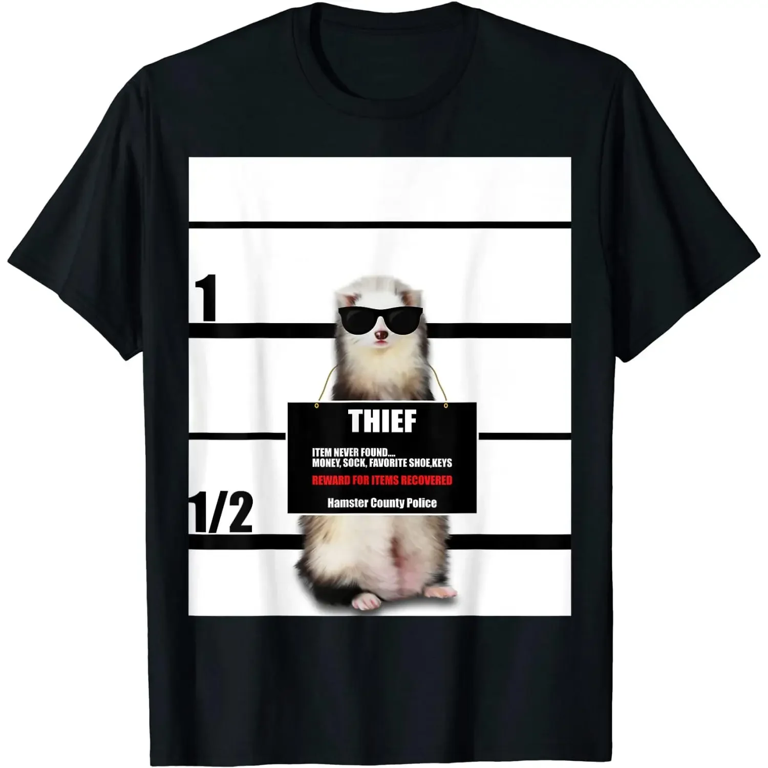 Pet Ferret Tee Funny Ferret Thief Mugshot  Gift T-Shirt