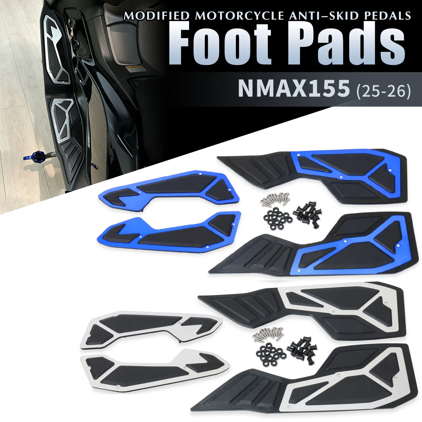 

FOR NMAX155 V3/NMAX125 V3 125 TURBO 2025 2026 Motorcycle Footrest Foot Pads Pedal Plate Pedals Rest Pads Cushion Board Pedals