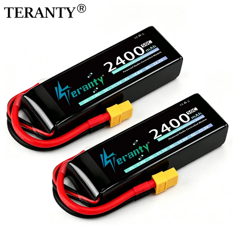 Batterie Lipo TERANTY 3S 2200/2400/2600mAh 11.1V 50C avec connecteur T/XT60 pour drone FPV, avion, voiture RC, camion, bateau, pièces de modèles RC