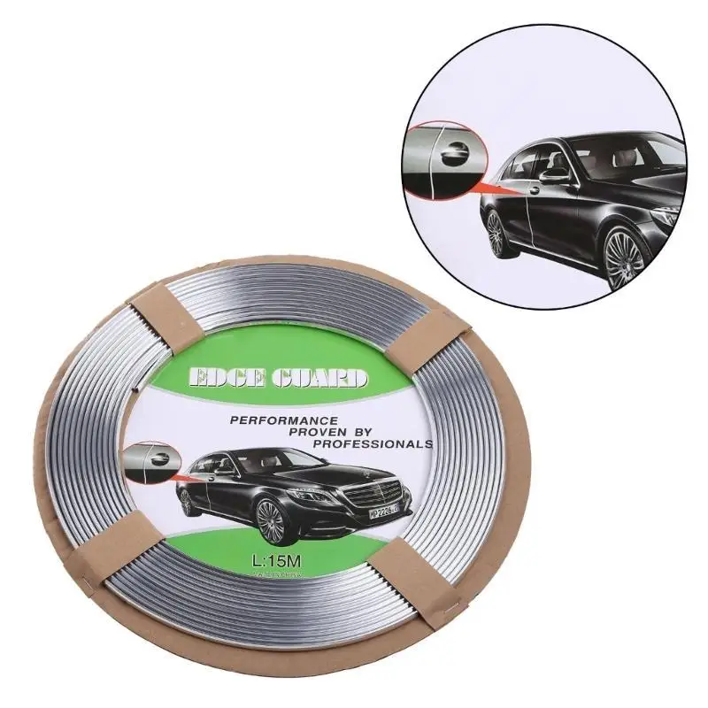 

31BC Car Door for Protective Strip PVC Buffer Flexible Door Guard Trim Molding Strip Protector Silver 6mm