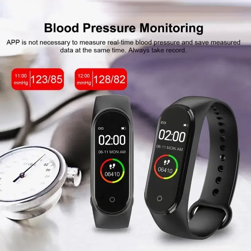 M4 Smart Bracelet Color IPS Screen Smart Band Sport Fitness Pedometer Blood Pressure Wristband Walk Step Counter Men Women Watch