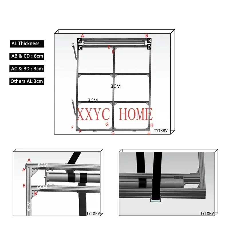 RV Caravan Electric Lift Bed Adjustable Intelligence Bed Motorhome Aluminum Profile Lifting Bed