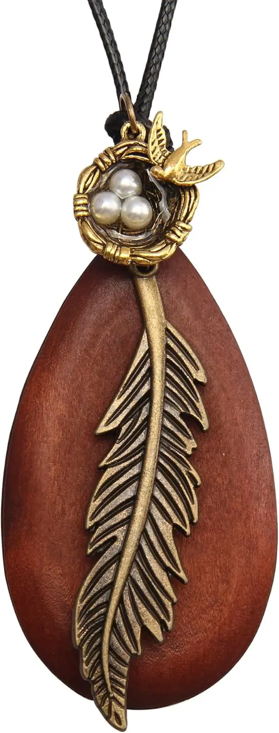 

Кожаное ожерелье для женщин, колье-чокер в стиле бохо, длинный кожаный шнурок с подвеской, винтажное ожерелье с подвеской из сплава, кожаный шнурок