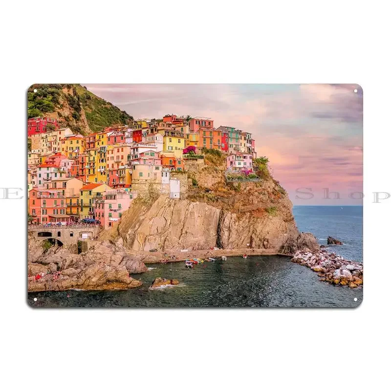 Cinque Terre Italy Metal Plaque Poster Designing Party Custom Kitchen Living Room Tin Sign Poster