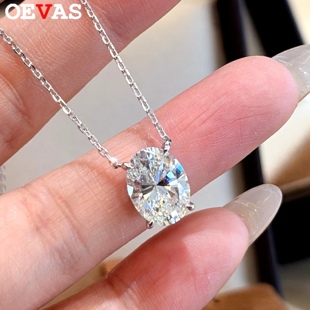 

Колье-подвеска OEVAS 5CT с овальным бриллиантом из высокоуглеродистого алмаза для женщин, серебро 925 пробы, сверкающая цепочка, изысканное ювелирное украшение, подарок