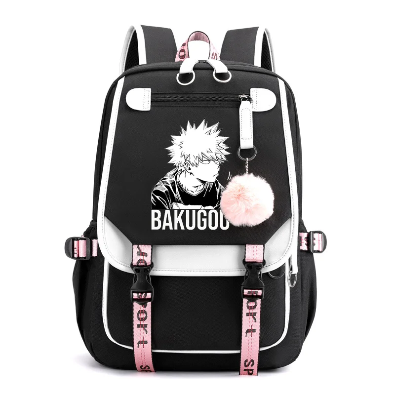 Teenager New Fashion Bakugou Katsuki Backpack Anime Street Backpack High Quality Cool USB Zipper Backpack Anime Backpacks