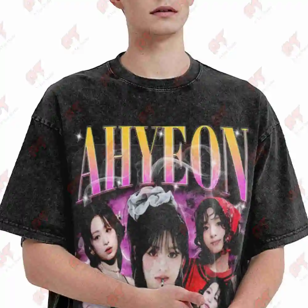 Ahyeon Baby Monster Kpop Vintage Washed Tee Pure Cotton T-Shirt
